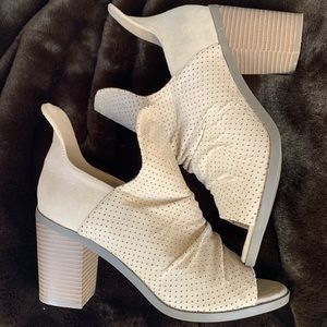 Susana natural perforated peep toe booties